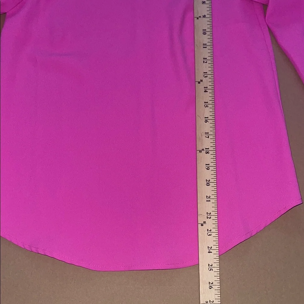 J. Crew XXS‎ Hot Pink Blouse with Puff Sleeves and Mandarin Collar